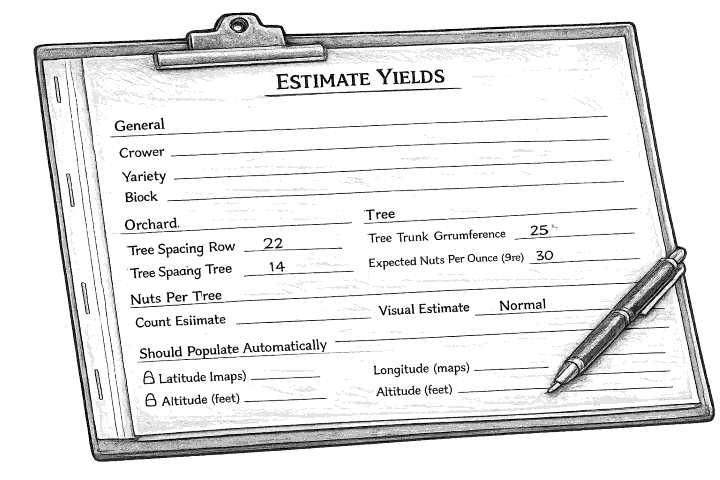 internal estimate yields form